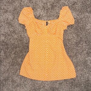 Women’s Orange Floral Button Up Summer Dress